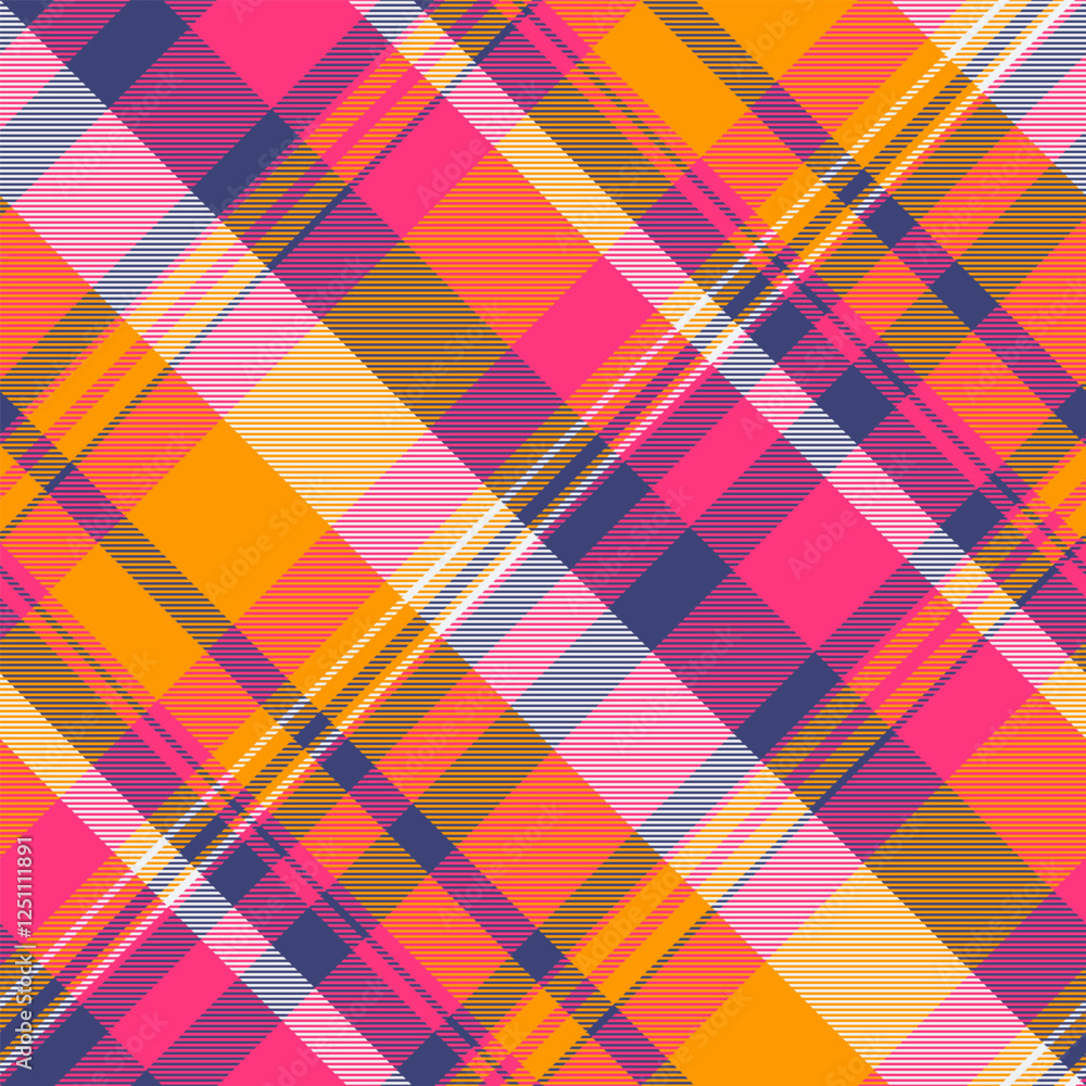 Various texture tartan fabric, discount vector background seamless. Female textile pattern check plaid in pink and bright colors. Various texture tartan fabric, discount vector background seamless. Female textile pattern check plaid in pink and bright colors.
