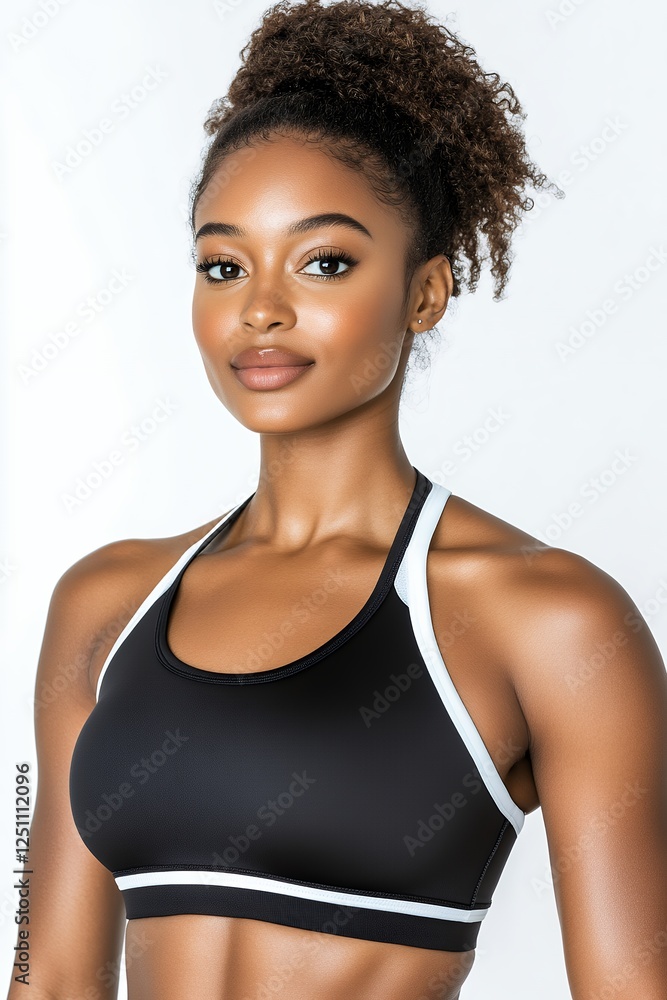 Confident Young Woman in Black Sports Bra
