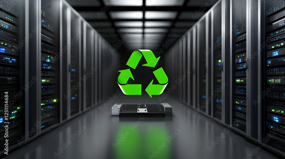 Recycling server room, data center, environmental friendly IT, reuse, sustainability, technology Recycling server room, data center, environmental friendly IT, reuse, sustainability, technology