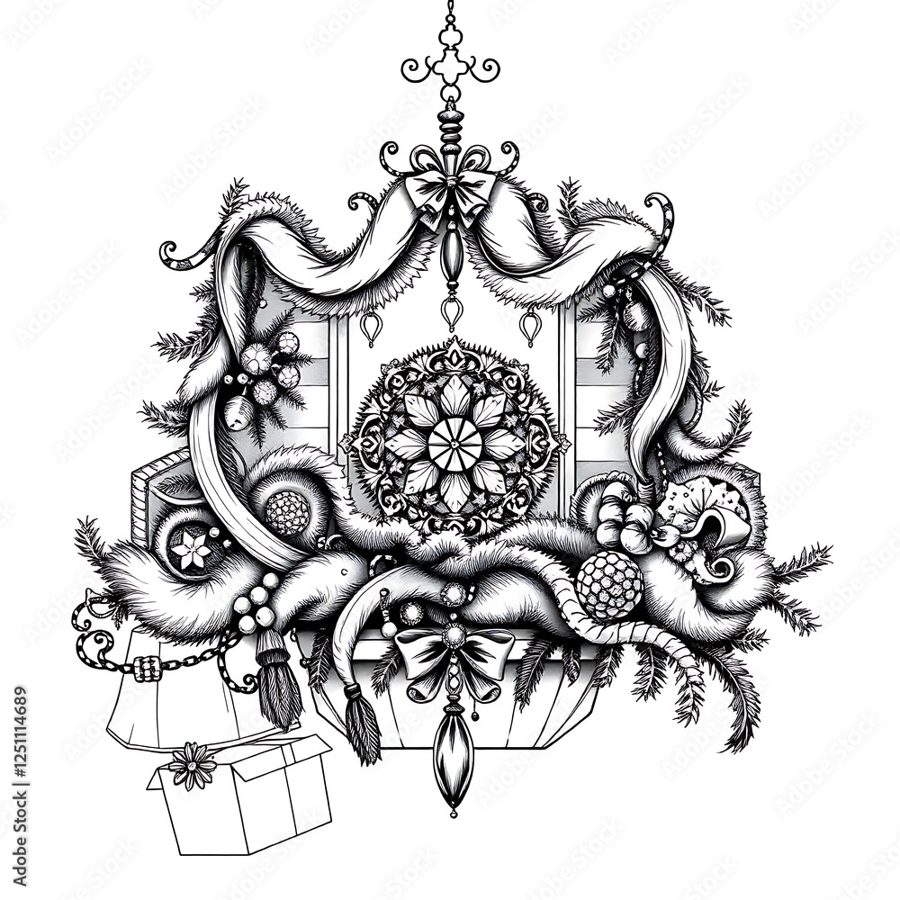 Ornate Christmas ornament illustration. Ornate Christmas ornament illustration.
