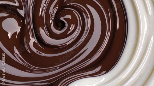 Chocolate and Milk Wave on White Background | Smooth Swirling Liquid Motion | Rich Cocoa and Creamy Milk Blend | Dynamic Fluid Splash Effect | Delicious Confectionery Aesthetic | Tempting Sweet
