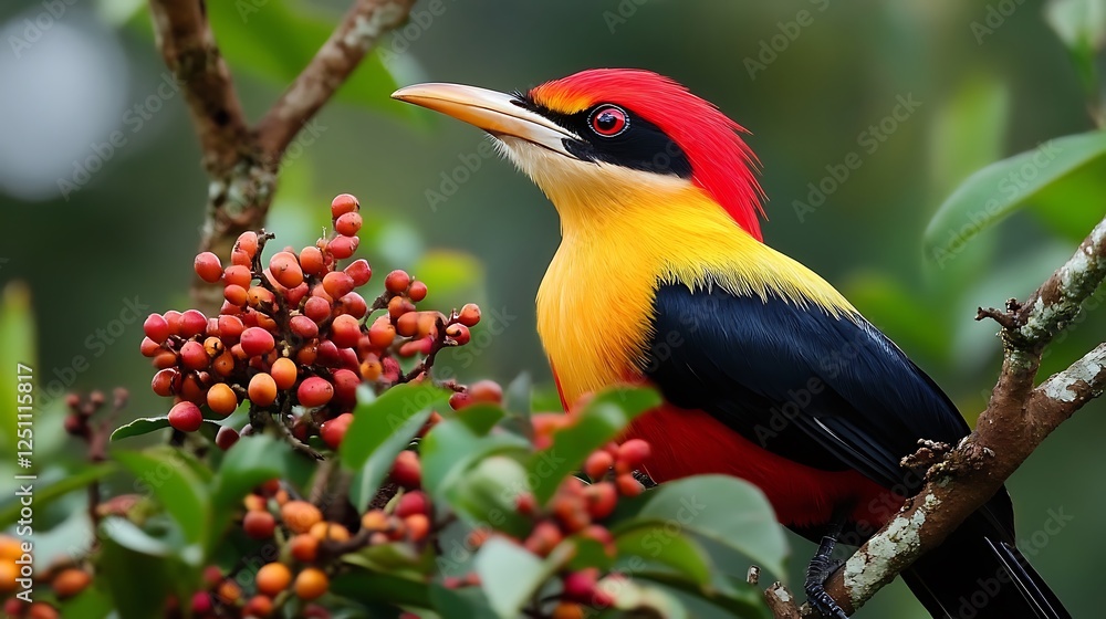 Obraz premium Nice bird feeding on the tree in vietnam