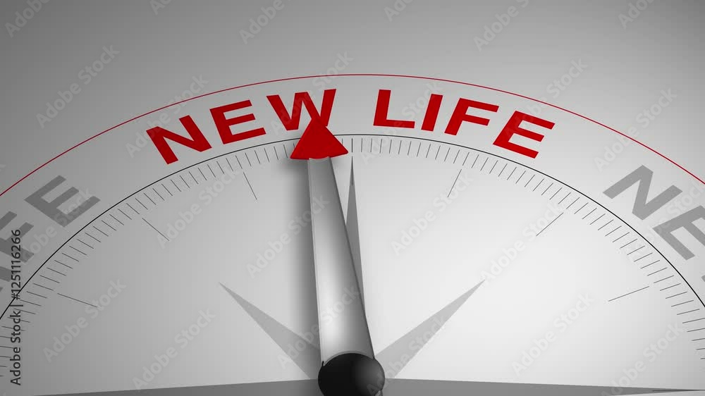 New Life text or word with a gauge arrow on a compass, representing guidance and direction on a clean white background. Ideal for business, coaching, consulting, and concept New Life text or word with a gauge arrow on a compass, representing guidance and direction on a clean white background. Ideal for business, coaching, consulting, and concept