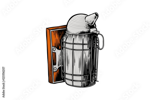illustration of a bee smoker, for beekeeping