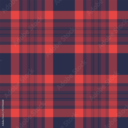 Vibrant coral and navy plaid pattern.  Perfect for textile design, fashion, website backgrounds, or any project needing a stylish, textured look.  Seamless repeat design for endless possibilities.