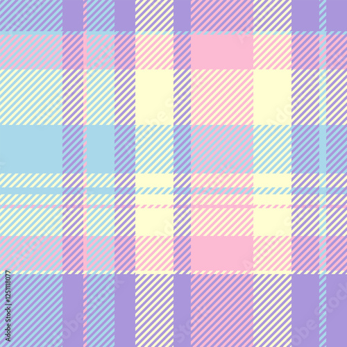 Cutout pattern fabric vector, pure textile plaid tartan. Latin seamless check background texture in indigo and lemon chiffon colors.