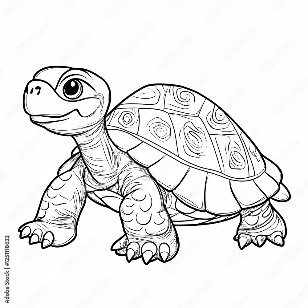 Fototapeta premium Vibrant Turtle Shell Coloring Book Page Illustration Creative Activity for Kids and Kids