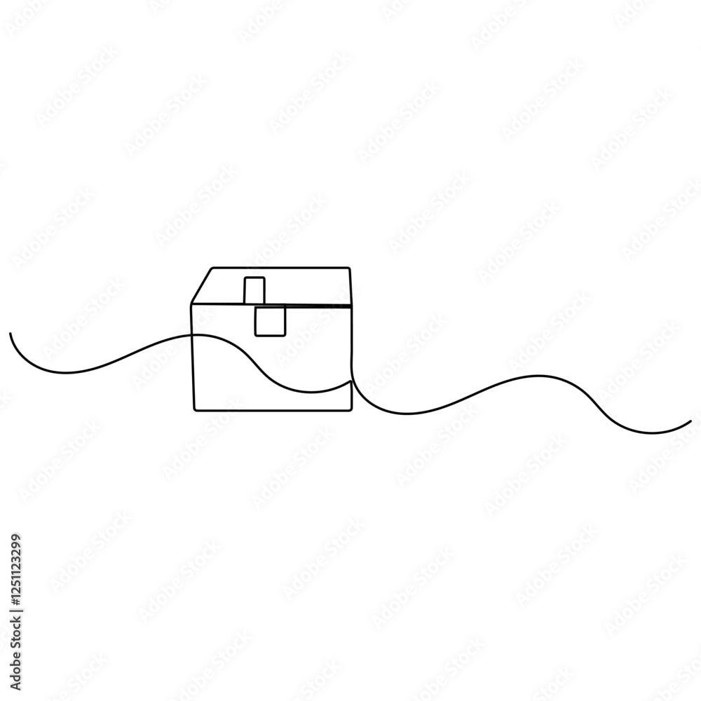 Obraz premium Carton box icon continuous one line drawing outline vector illustration 