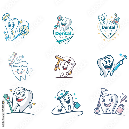 Dental, tooth, dentist, dentistry, smile, happy dental icon, logo vector illustration