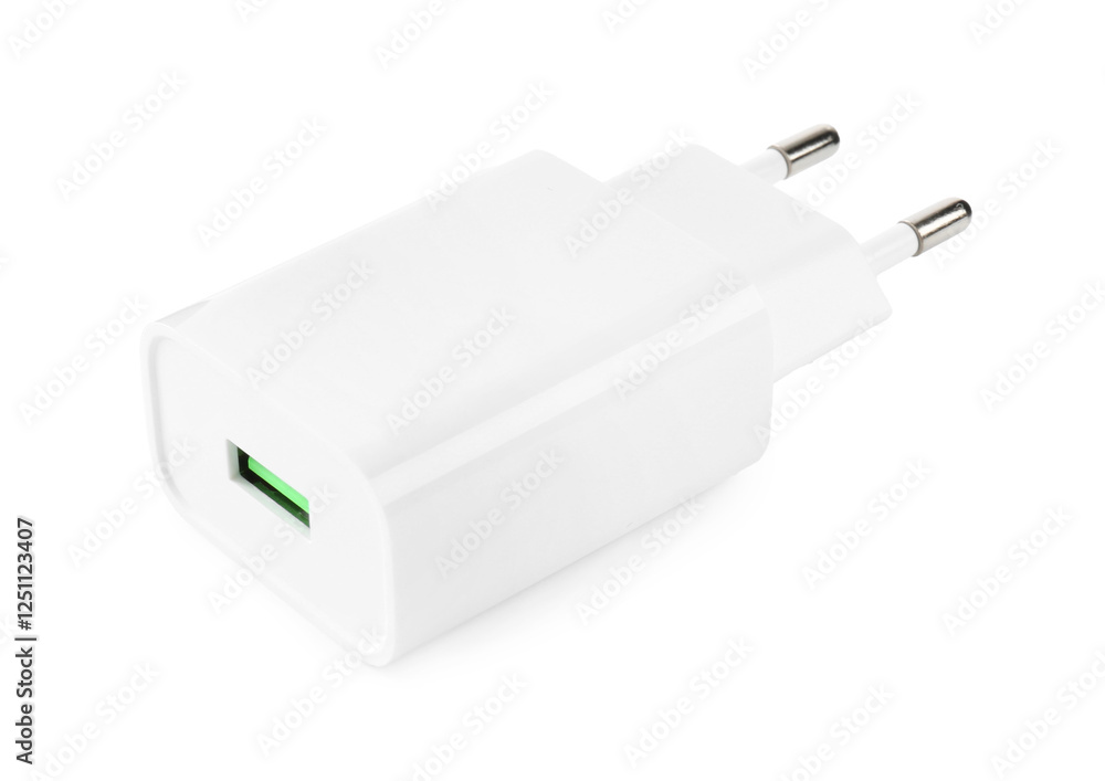 USB power adapter (charger) isolated on white USB power adapter (charger) isolated on white