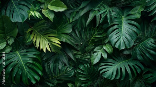 Wallpaper Mural Enhancing spaces with dense tropical green leaves pattern lush jungle graphic design vibrant environment aesthetic concept Torontodigital.ca