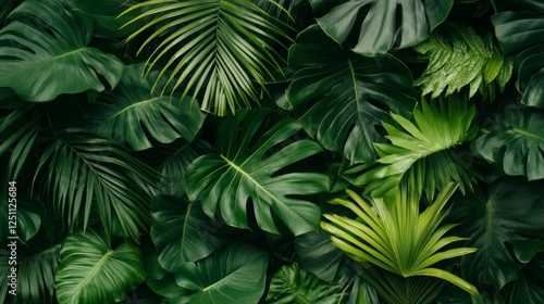 Wallpaper Mural Enhance tropical greenery lush forest leaf pattern design nature close-up dense tropical green leaves Torontodigital.ca