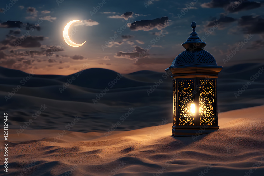 Ornamental Arabic lantern with burning candle glowing in hand. Festive greeting card, invitation for Muslim holy month Ramadan Kareem, Ramadan crescent moon Ornamental Arabic lantern with burning candle glowing in hand. Festive greeting card, invitation for Muslim holy month Ramadan Kareem, Ramadan crescent moon
