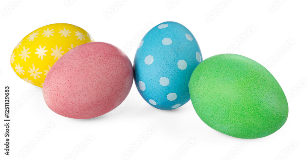 Many decorated Easter eggs isolated on white Many decorated Easter eggs isolated on white