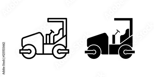 road roller Icon set. Symbol isolated white background. vector illustration. color editable.