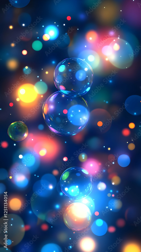 Glowing Bubbles Night Abstract Background Glowing Bubbles Night Abstract Background