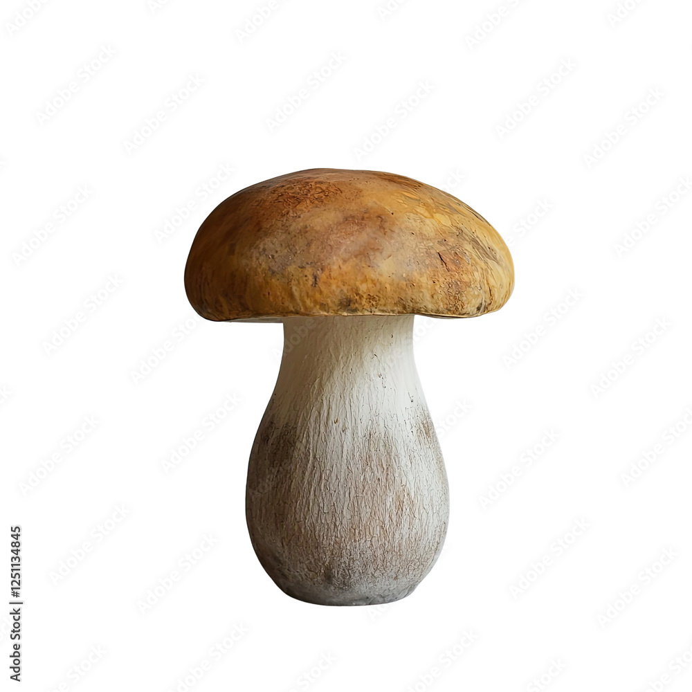 realistic depiction of mushroom with brown cap and white stem, showcasing its natural beauty and texture. Perfect for culinary or botanical themes realistic depiction of mushroom with brown cap and white stem, showcasing its natural beauty and texture. Perfect for culinary or botanical themes