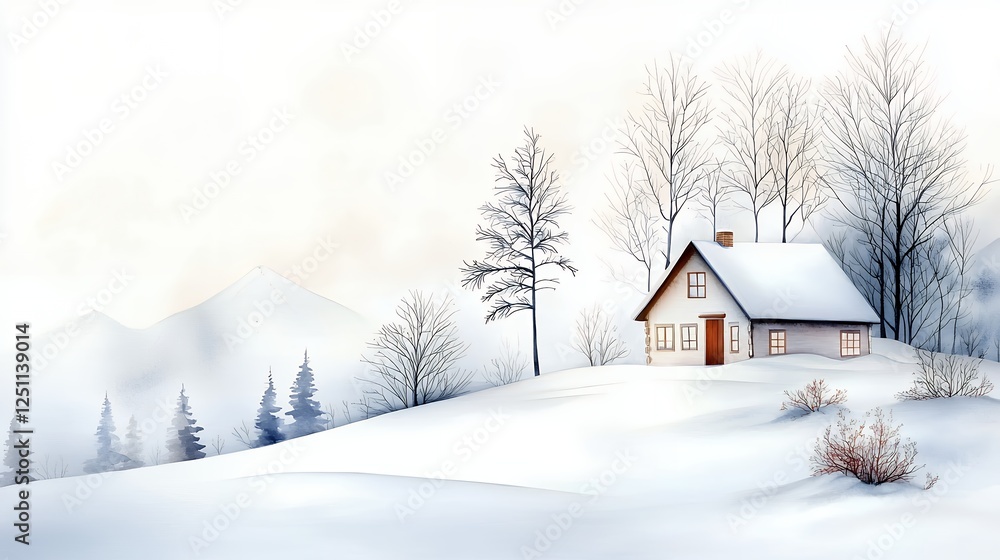 Snowy Cabin in Winter Mountains Snowy Cabin in Winter Mountains