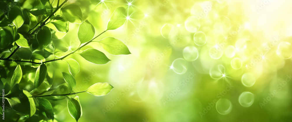 Sunlit Green Leaves with a Soft Bokeh Background Sunlit Green Leaves with a Soft Bokeh Background