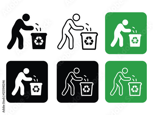 Tidy man symbol, do not litter icon, keep clean, dispose of carefully and thoughtfully symbol vector. use dustbin icon symbol sign set