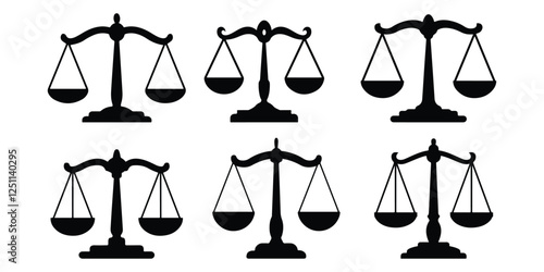 Scale silhouette icon. justice icon. law icon. balance icon. measurement icon set vector illustration