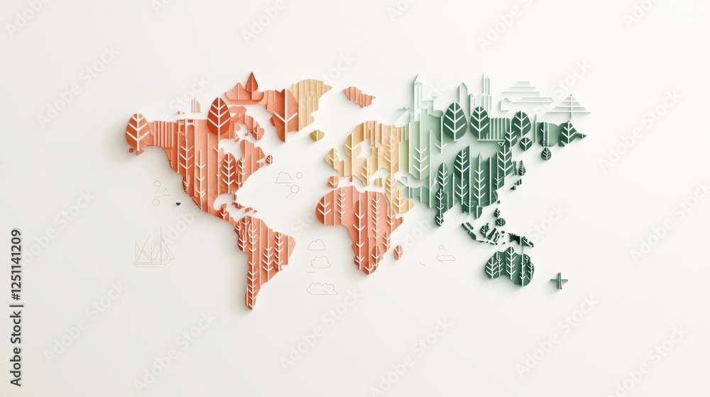Φωτογραφία A world map depicting different climate zones, using color gradients to represent tropical, subtropical, temperate, and polar regions, along with symbols for precipitation and temperature ranges