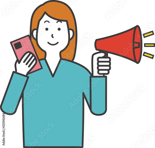 情報を発信する女性