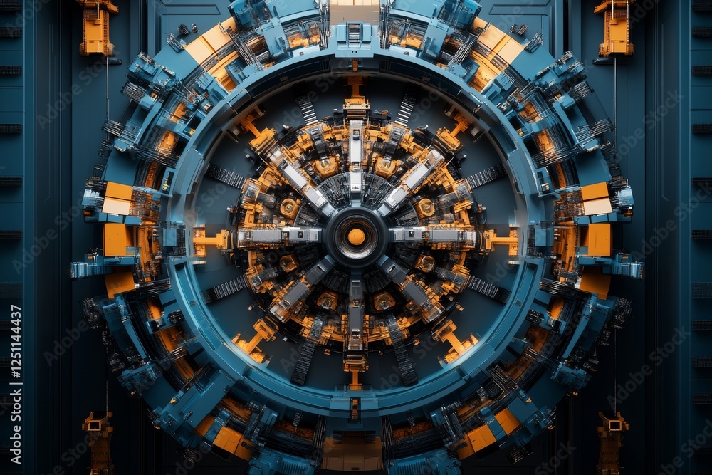 Obraz premium Intricate machinery of a futuristic power generation facility showcasing advanced engineering and design elements