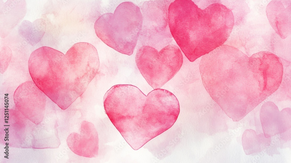 Fototapeta premium Creating soft pink hearts in dreamy watercolor artistic studio digital art calm environment close-up romantic concept
