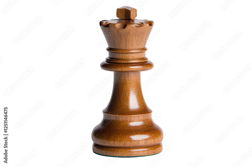 Wooden queen chess piece standing on transparent background Wooden queen chess piece standing on transparent background