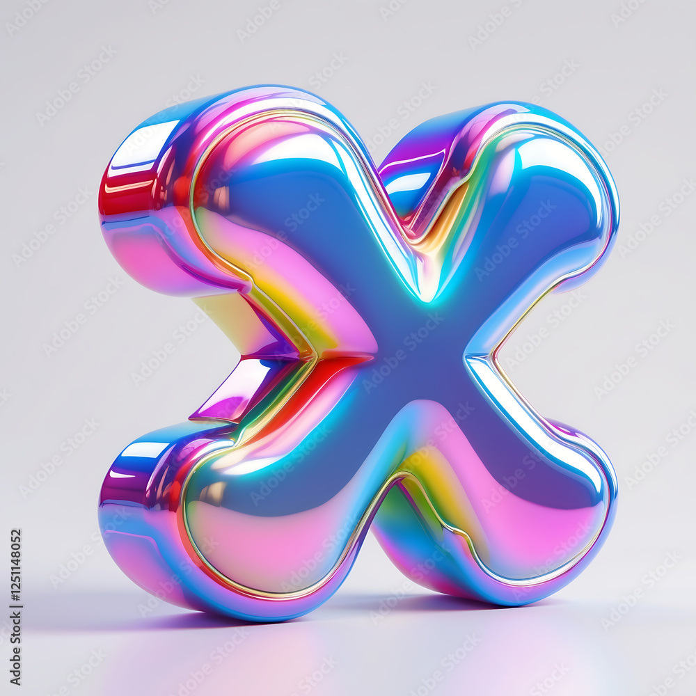 Glossy Letter X Rendering with Vibrant Pink and Yellow Colors Glossy Letter X Rendering with Vibrant Pink and Yellow Colors