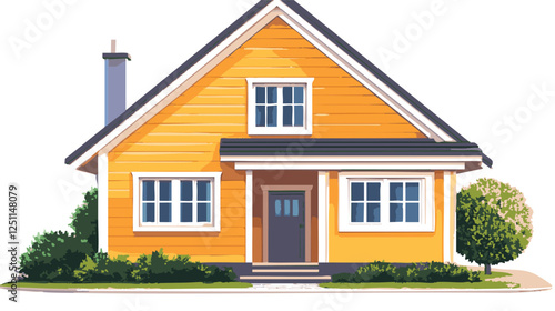 Vector Image Set of House Designs: Modern and Classic Architectural Styles