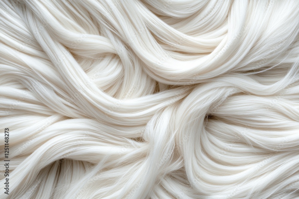 Soft, flowing strands of white hair create a stunning visual texture and depth in a close-up view Soft, flowing strands of white hair create a stunning visual texture and depth in a close-up view