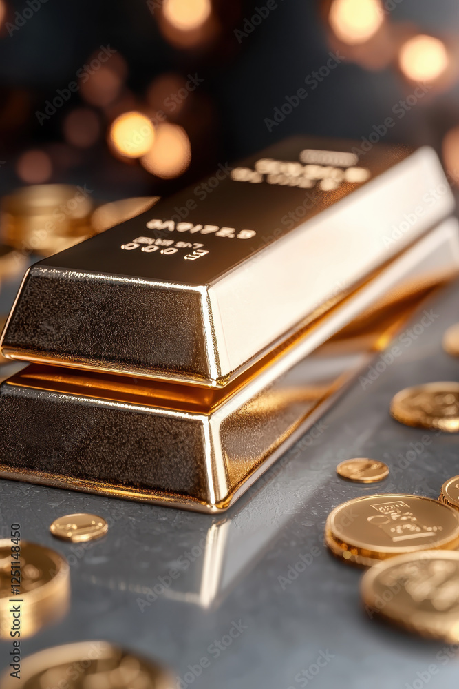 Exploring the Allure of Gold: A Close-up View of Precious Metal Bars and Coins Representing Wealth, Investment, and Luxury in the Modern Finance World