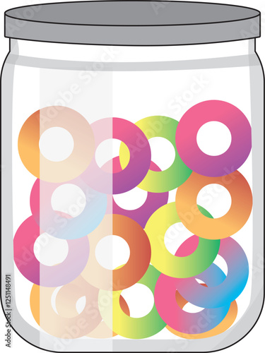vector illustration of a jar of gummy candies 