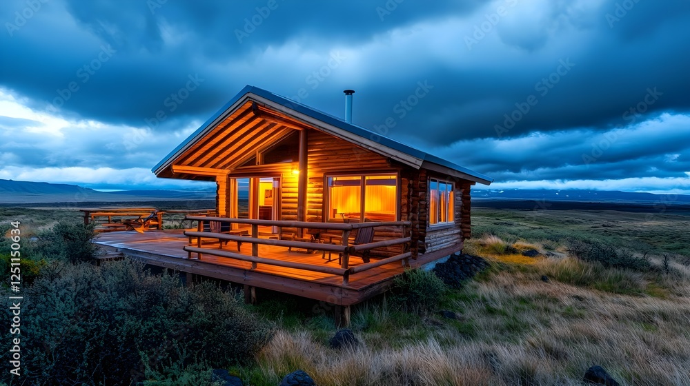 Cozy Cabin Sunset, Icelandic Landscape - Cozy/Hygge aesthetic Cozy Cabin Sunset, Icelandic Landscape - Cozy/Hygge aesthetic