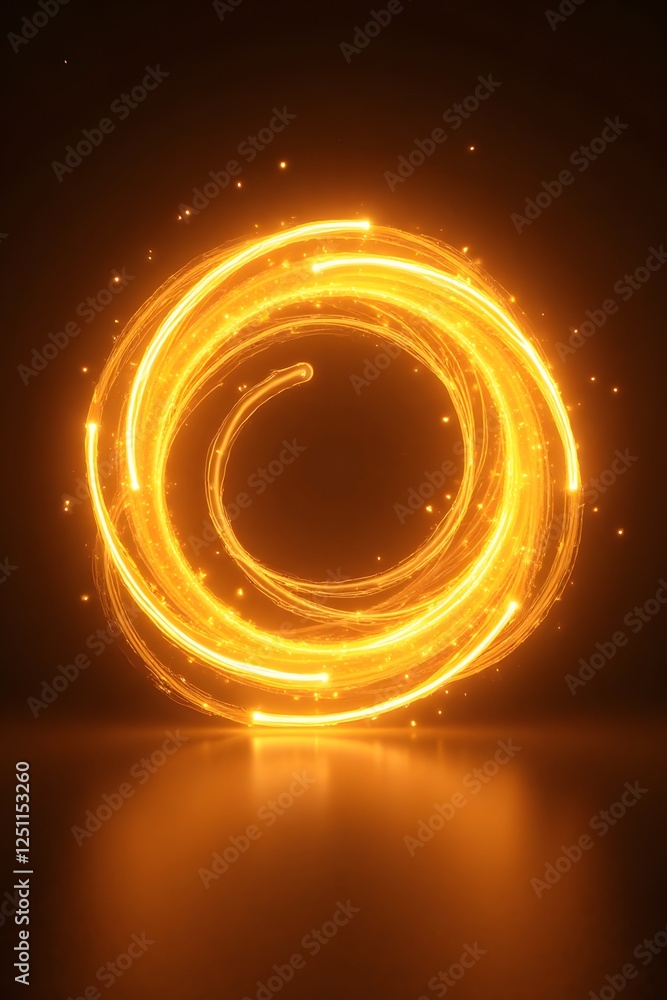 Glowing circular light trail against dark background Glowing circular light trail against dark background