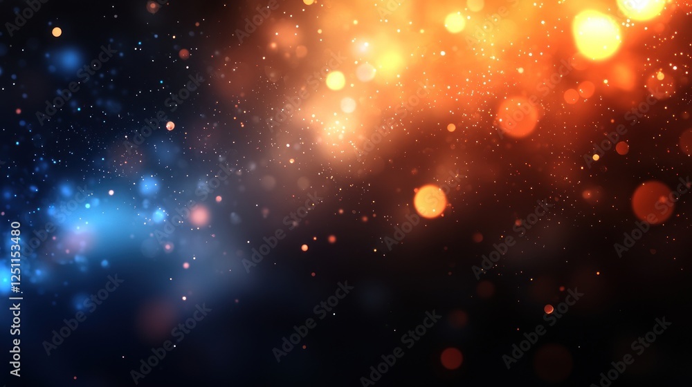 Fototapeta premium Abstract blue and orange light bokeh background