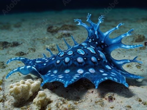 Blue Dragon (Glaucus atlanticus): A stunning, blue sea slug that floats on the ocean’s surface and feeds on venomous prey like the Portuguese man o’ war.