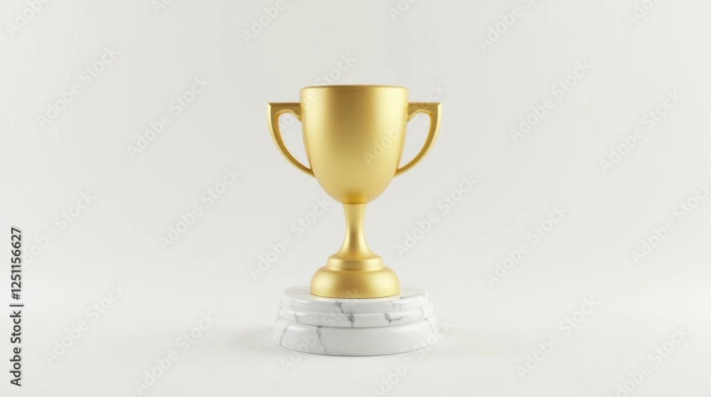 Golden Trophy on Marble Base 3D Render Golden Trophy on Marble Base 3D Render