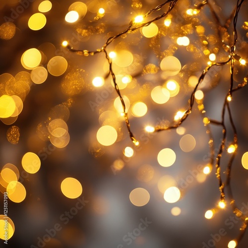 Wallpaper Mural Warm golden lights twinkle softly among branches creating a cozy atmosphere at dusk in an outdoor setting Torontodigital.ca