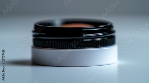 Close-Up View of a Contact Lens Case Featuring a Single Lens on a Smooth Surface photo