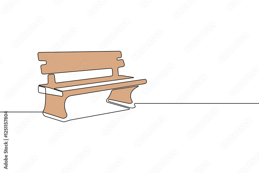Hand-drawn continuous line art drawing of Wooden bench. Vector illustration. Hand-drawn continuous line art drawing of Wooden bench. Vector illustration.