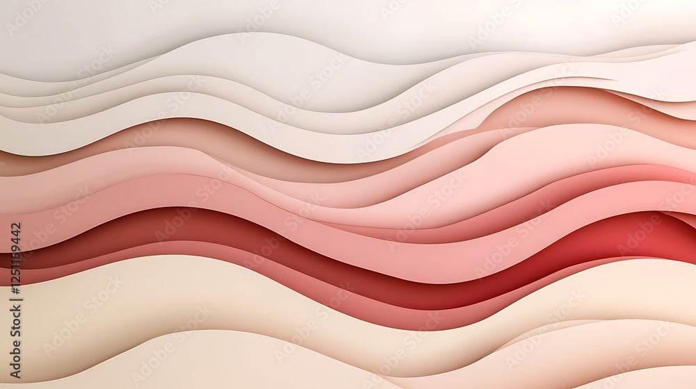 Obraz premium Abstract layered wavy pastel design in pink and beige tones