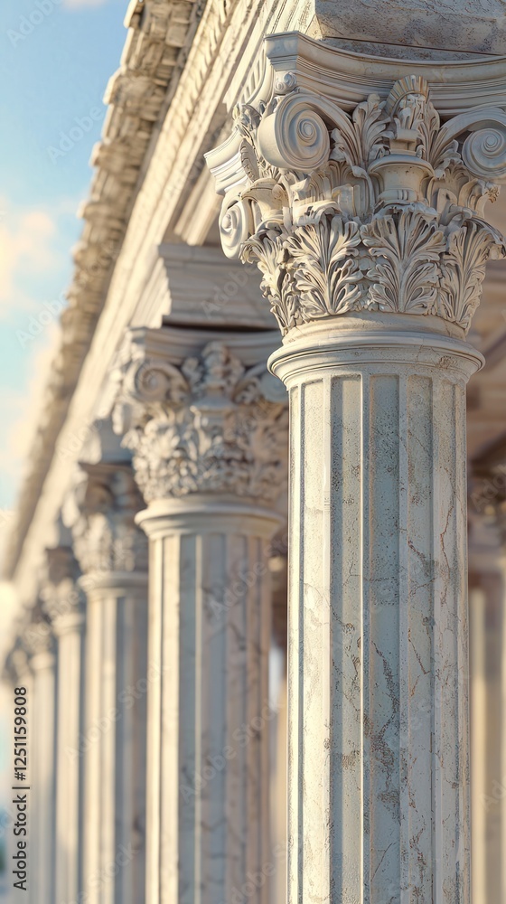Obraz premium Majestic Classical Columns with Intricate Designs in Soft Light