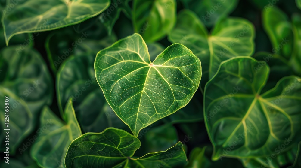 Lush green leaves background in clusters