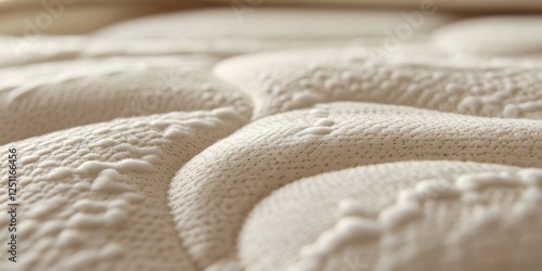 Close-up textured mattress surface detail, beige, comfort