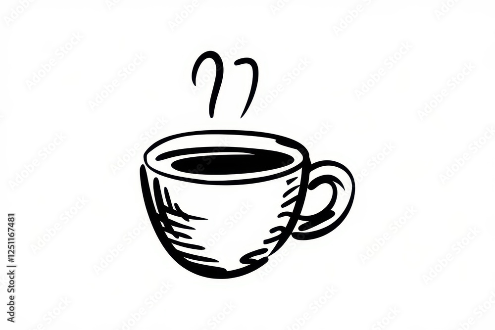 Hand-Drawn Coffee Cup Illustration: A Simple Sketch of a Hot Beverage Hand-Drawn Coffee Cup Illustration: A Simple Sketch of a Hot Beverage
