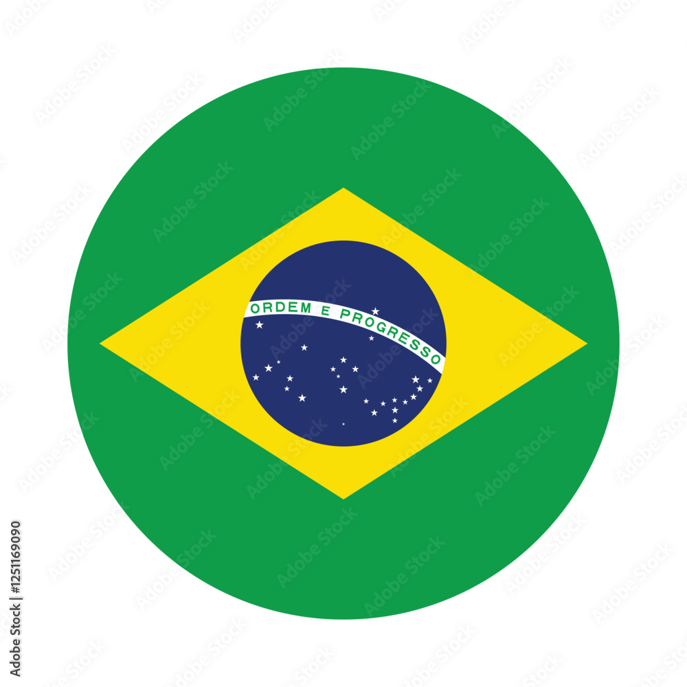 Obraz premium Flag of Brazil. Brazil circle flag logo icon digital vector illustration