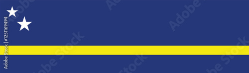 Flag of Curacao. Curacao flag long banner digital vector illustration